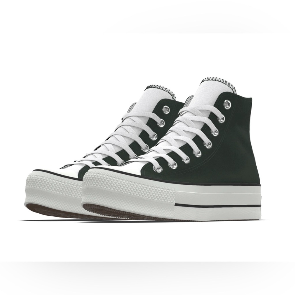 Customized monochromatic high top platform converse